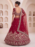 Magnificent Maroon Sequins Work Silk Bridal Wear Lehenga Choli