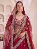 Magnificent Maroon Sequins Work Silk Bridal Wear Lehenga Choli