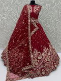 Magnificent Maroon Sequins Work Silk Bridal Wear Lehenga Choli