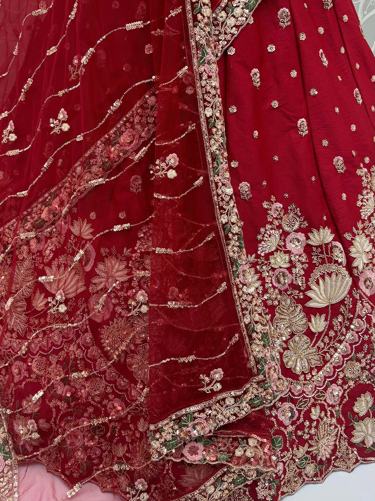Magnificent Maroon Sequins Work Silk Bridal Wear Lehenga Choli
