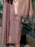Stunning Dusty Purple Zari Weaving Silk Event Wear Saree With Blouse