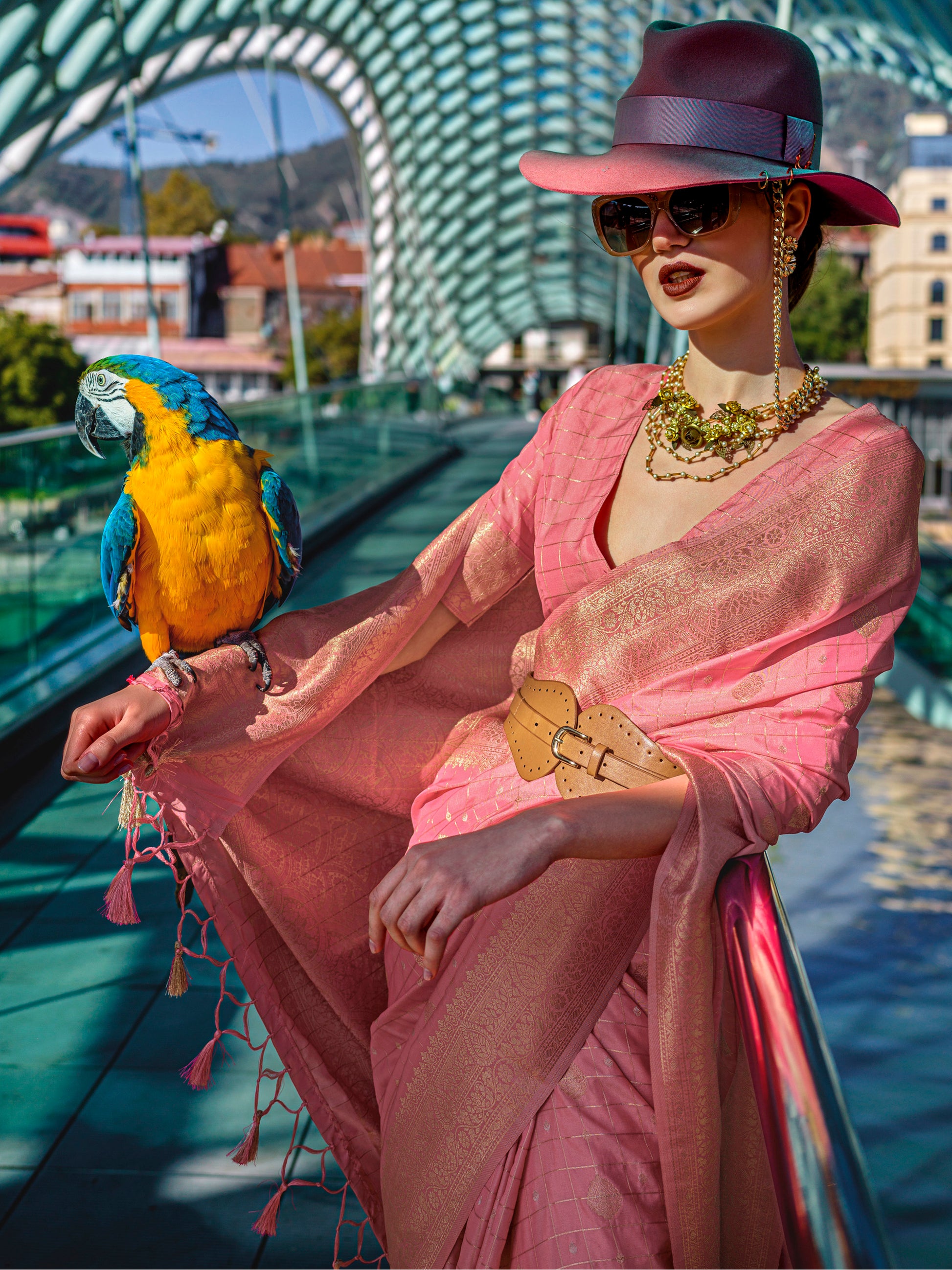 Gorgeous Peach Zari Weaving Silk Festival Wear Saree With Blouse