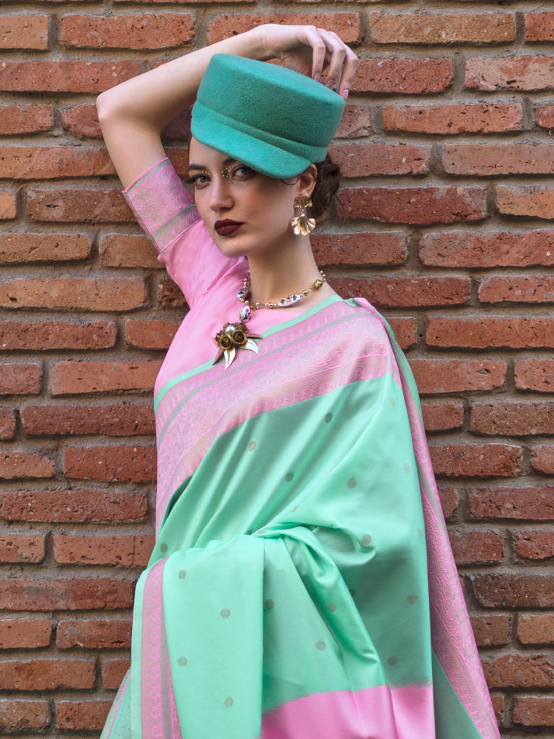 Spectacular Sea Green Zari Weaving Silk Saree With Blouse