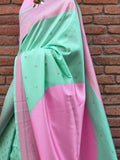Spectacular Sea Green Zari Weaving Silk Saree With Blouse