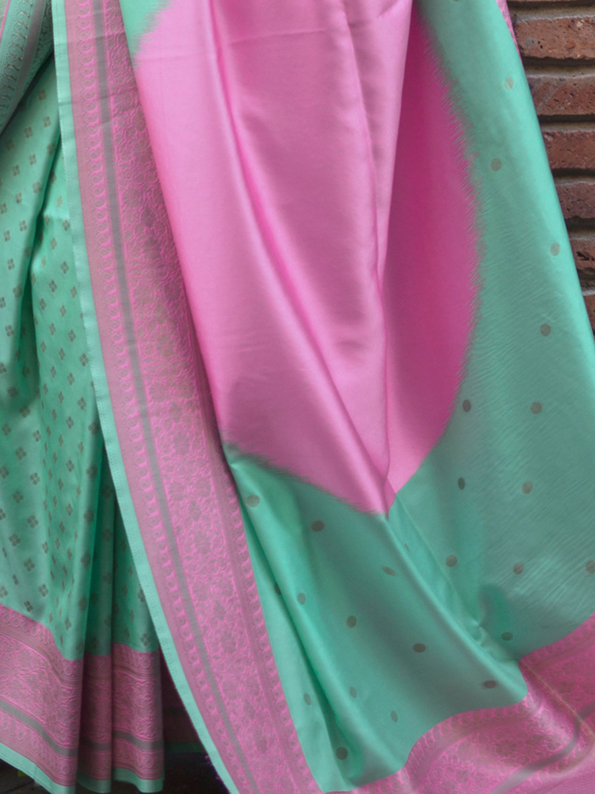Spectacular Sea Green Zari Weaving Silk Saree With Blouse