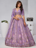 Excellent Lavender Zari Weaving Banarasi Silk Wedding Wear Lehenga Choli