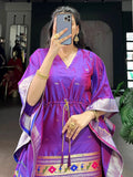 Adorable Purple Zari Weaving Jacquard Festive Wear Kaftan