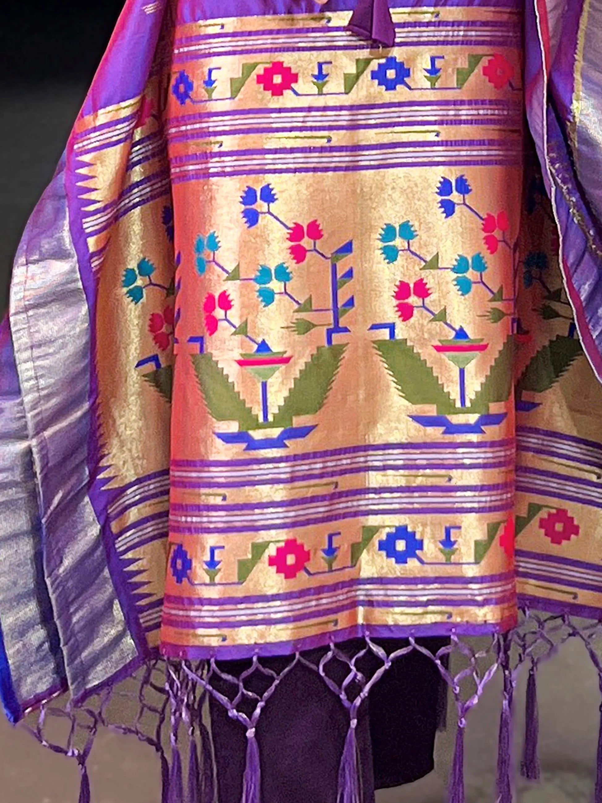 Adorable Purple Zari Weaving Jacquard Festive Wear Kaftan