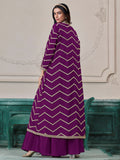 Wonderful Purple Dori Work Chinon Function Wear Palazzo Suit With Shrug
