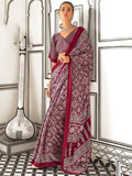 Fantastic Maroon Digital Printed Satin Event Wear Saree With Blouse