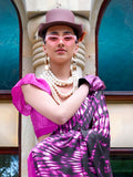 Marvelous Purple Printed Satin Party Wear Saree With Blouse