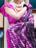 Marvelous Purple Printed Satin Party Wear Saree With Blouse