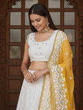 Stylish White Sequins Georgette Designer Lehenga With Blouse
