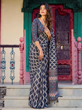 Fabulous Grey Digital Printed Crepe Daily Wear Saree With Blouse