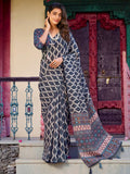 Fabulous Grey Digital Printed Crepe Daily Wear Saree With Blouse