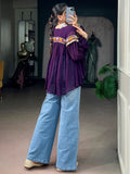 Dazzling Purple Mirror Work Chiffon Navratri Wear Top