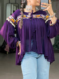 Dazzling Purple Mirror Work Chiffon Navratri Wear Top