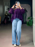 Dazzling Purple Mirror Work Chiffon Navratri Wear Top