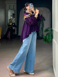 Dazzling Purple Mirror Work Chiffon Navratri Wear Top