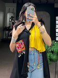 Impressive Black Gamthi Work Rayon Navratri Wear Top