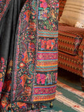 Stunning Black Digital Printed Silk Evening Wear Saree With Blouse