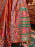 Glorious Orange Digital Printed Silk Traditional Saree With Blouse