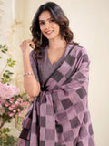 Mesmerizing Mauve Digital Printed Linen Traditional Saree With Blouse