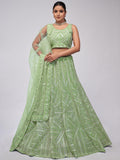 Astonishing Pastel Green Sequins Work Wedding Wear Lehenga Choli