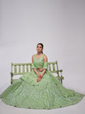 Astonishing Pastel Green Sequins Work Wedding Wear Lehenga Choli