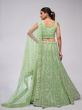 Astonishing Pastel Green Sequins Work Wedding Wear Lehenga Choli