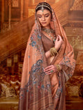 Momentous Peach Hand Work Tussar Festive Wear Saree With Blouse