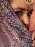 Outstanding Purple Hand Work Tussar Silk Marriage Wear Saree With Blouse