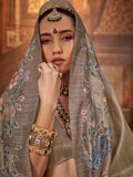Notable Beige Hand Work Tussar Silk Festive Wear Saree With Blouse