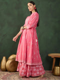 Wonderful Pink Printed Cotton Festival Wear Palazzo Suit