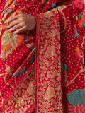 Glamorous Red Zari Weaving Silk Bridal Wear Saree With Blouse