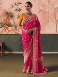 Appealing Hot Pink Weaving Work Silk Engagement Wear Saree With Blouse