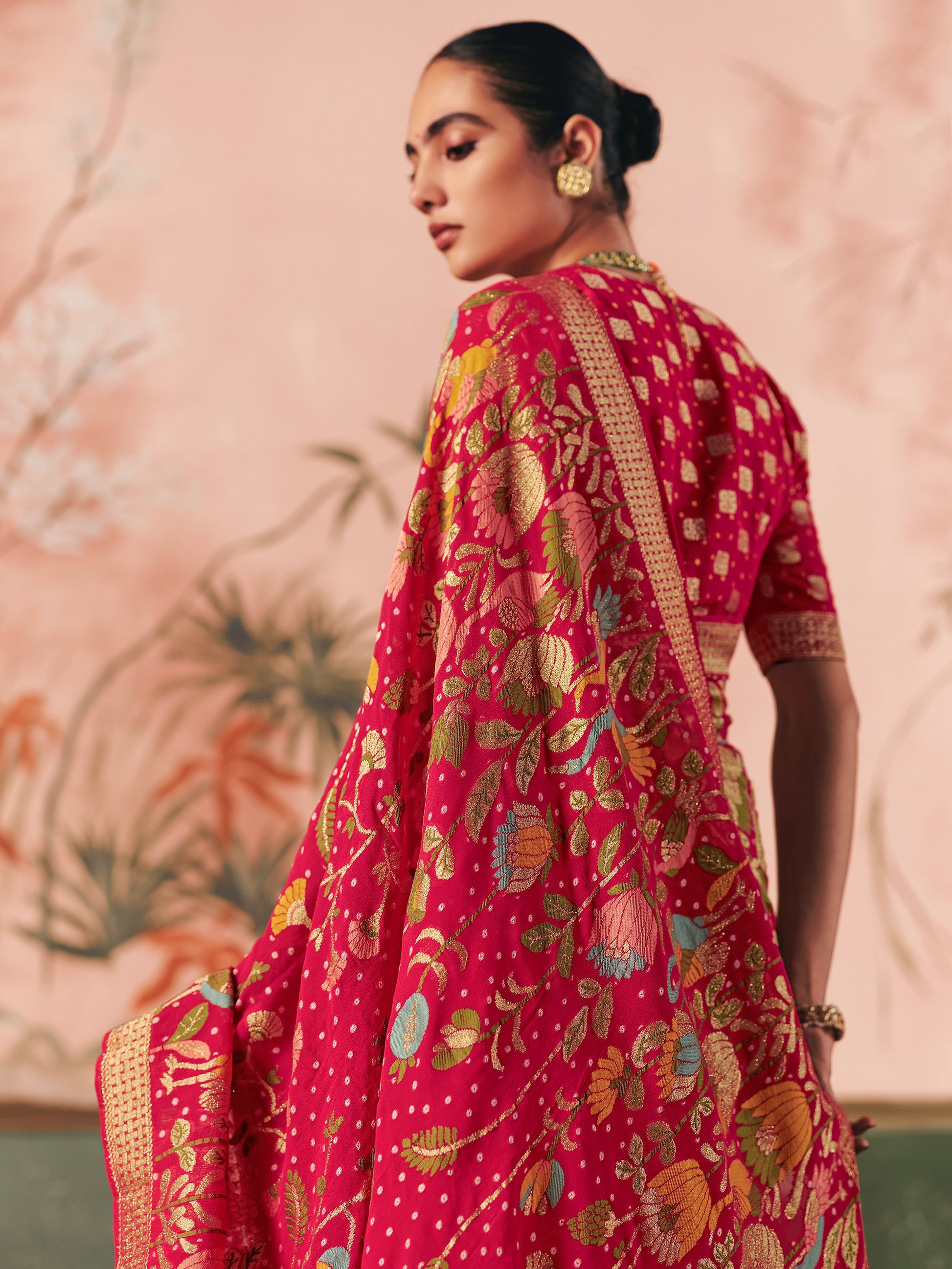 Beautiful Rani Pink Zari Weaving Silk Reception Wear Saree With Blouse