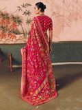 Beautiful Rani Pink Zari Weaving Silk Reception Wear Saree With Blouse