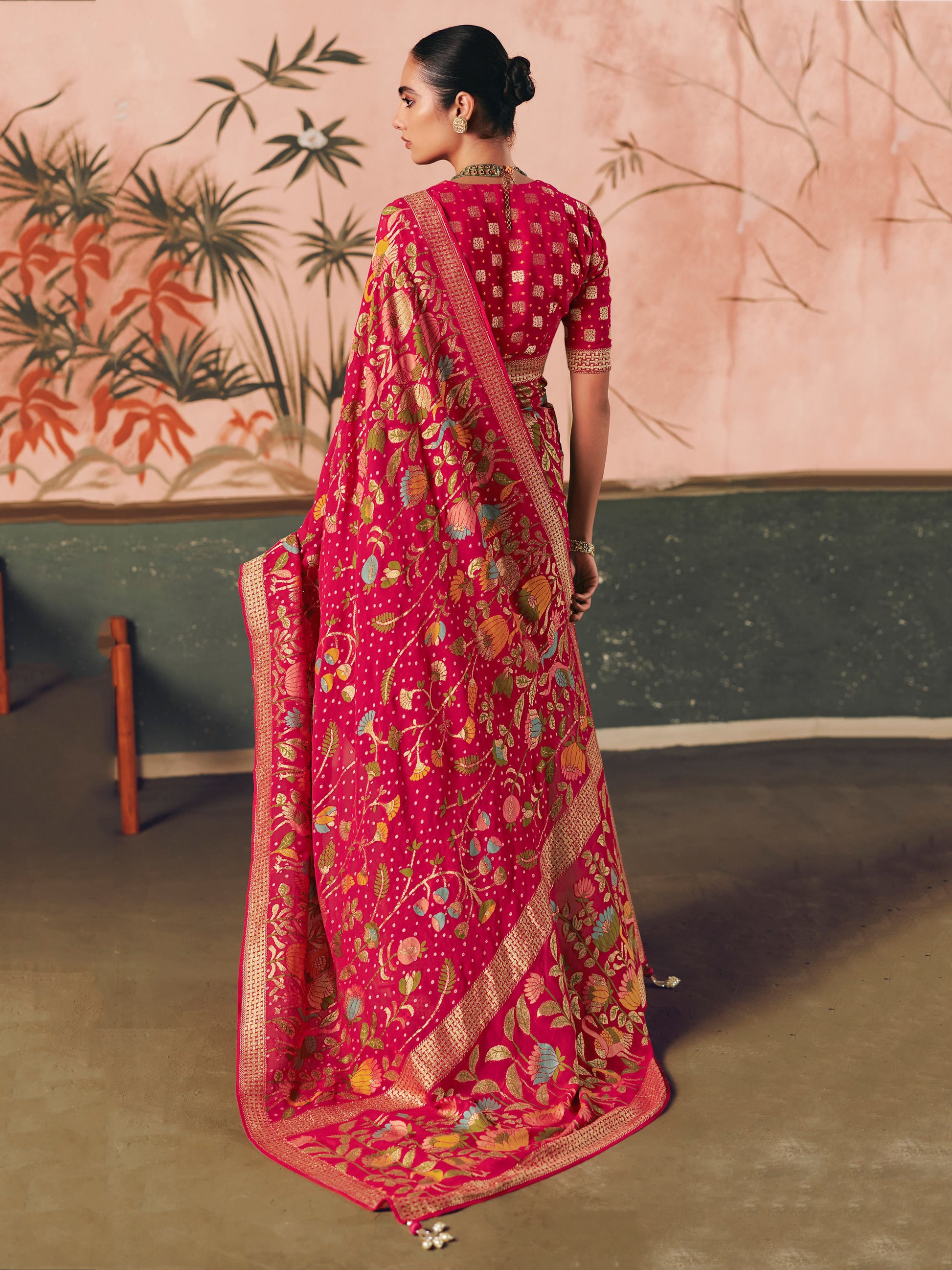 Beautiful Rani Pink Zari Weaving Silk Reception Wear Saree With Blouse