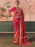 Beautiful Rani Pink Zari Weaving Silk Reception Wear Saree With Blouse