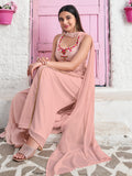 Fascinating Peach Sequins Georgette Festival Wear Salwar Kameez