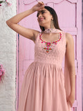 Fascinating Peach Sequins Georgette Festival Wear Salwar Kameez