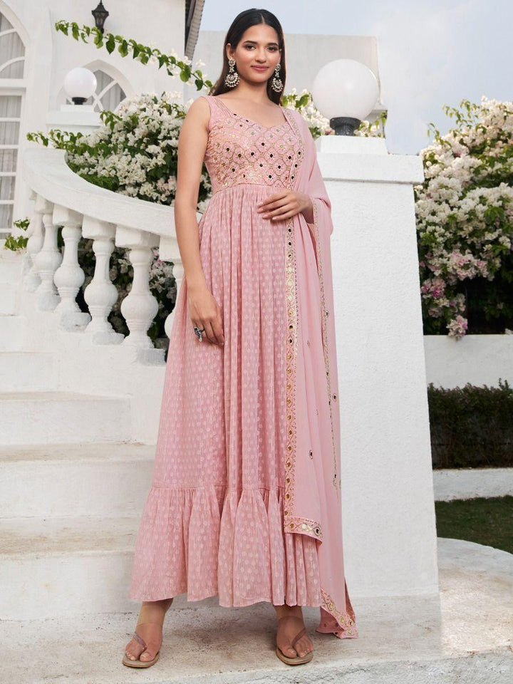 Magnetic Pink Sequins Georgette Event Wear Salwar Kameez With Dupatta