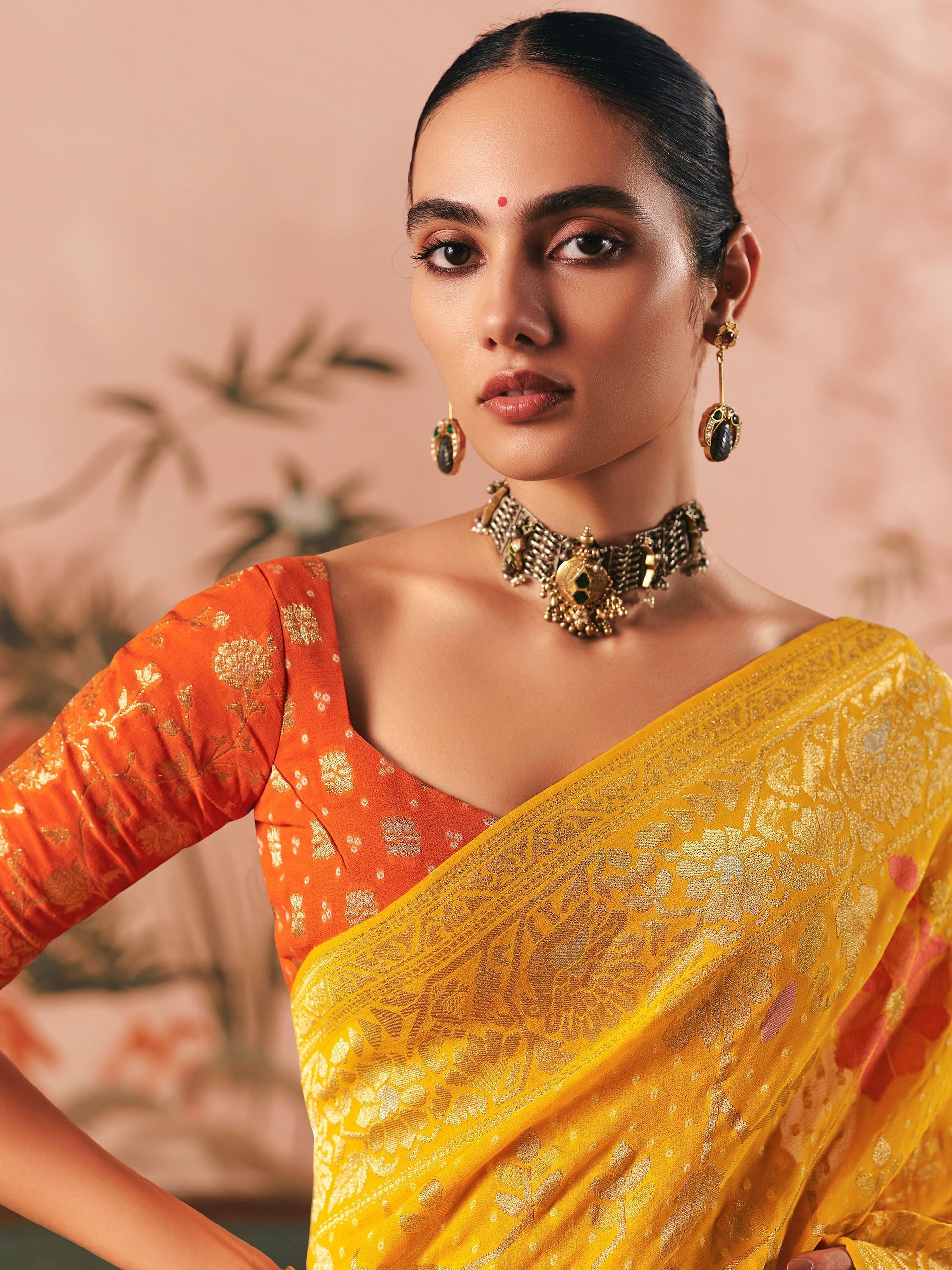 Delightful Yellow Zari Weaving Silk Haldi Wear Saree With Blouse