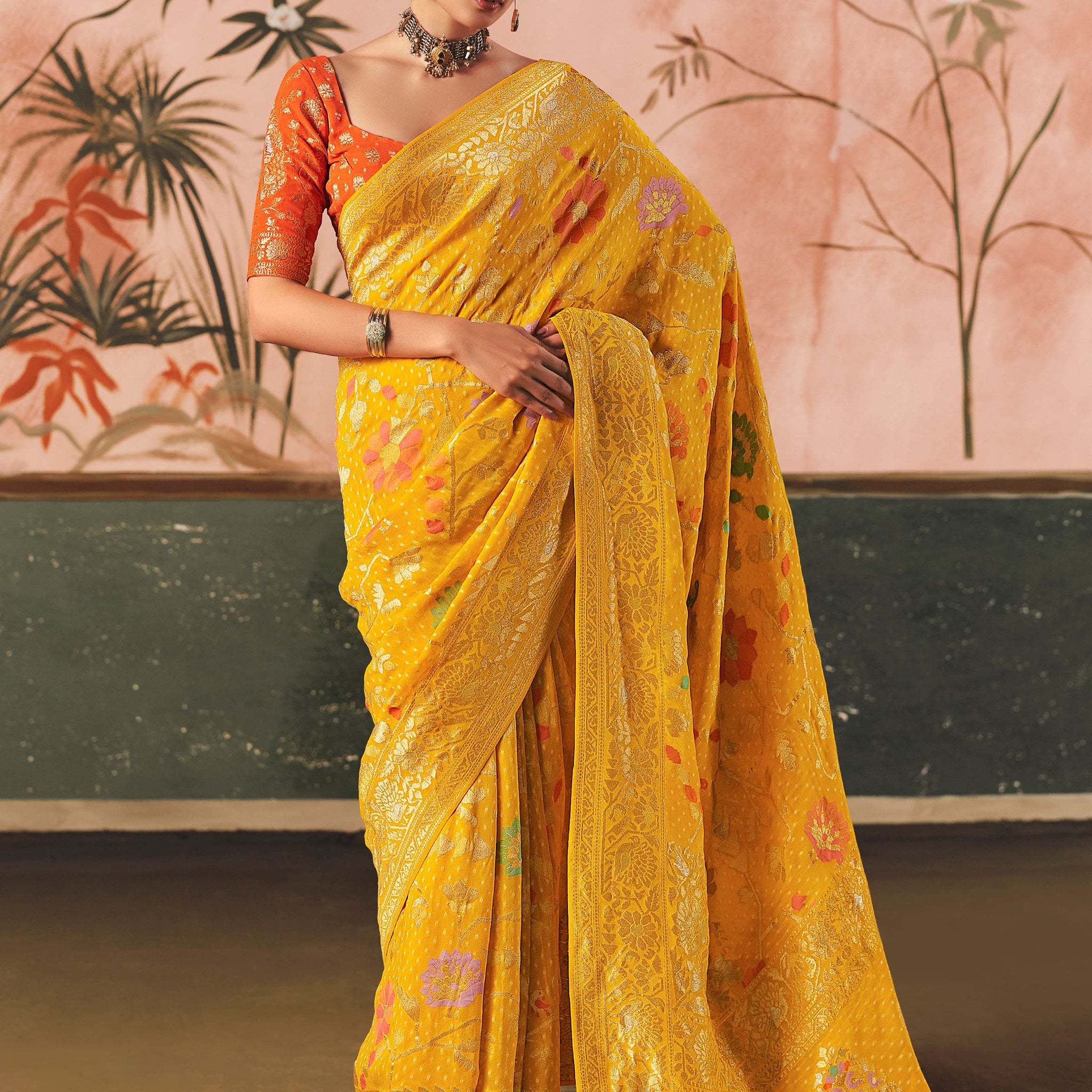 Delightful Yellow Zari Weaving Silk Haldi Wear Saree With Blouse
