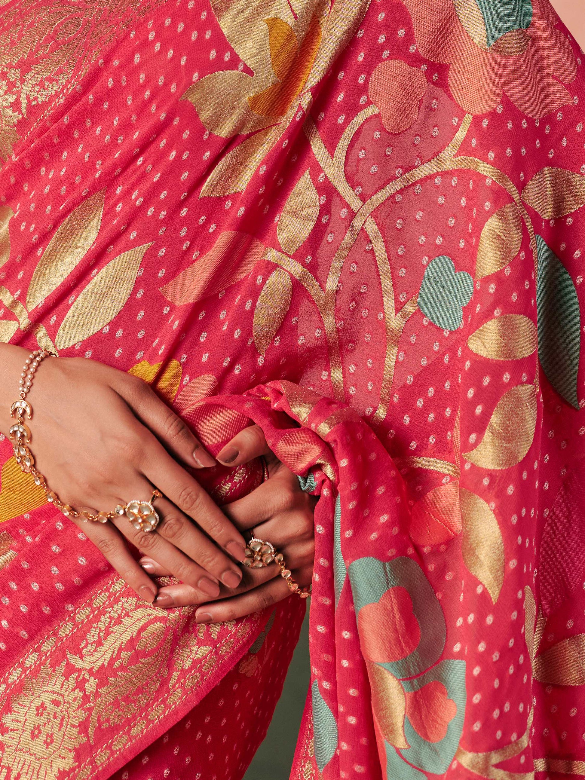 Notable Red Weaving Work Silk Traditional Saree With Blouse