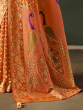 Adorable Orange Zari Weaving Work Silk Festive Wear Saree With Blouse