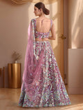 Astonishing Pink Sequins Embroidered Net Reception Wear Lehenga With Blouse