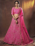 Fantastic Pink Dori Embroidery Silk Wedding Wear Lehenga Choli With Dupatta