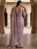 Lovable Lavender Multi-Thread Work Silk Engagement Wear Saree